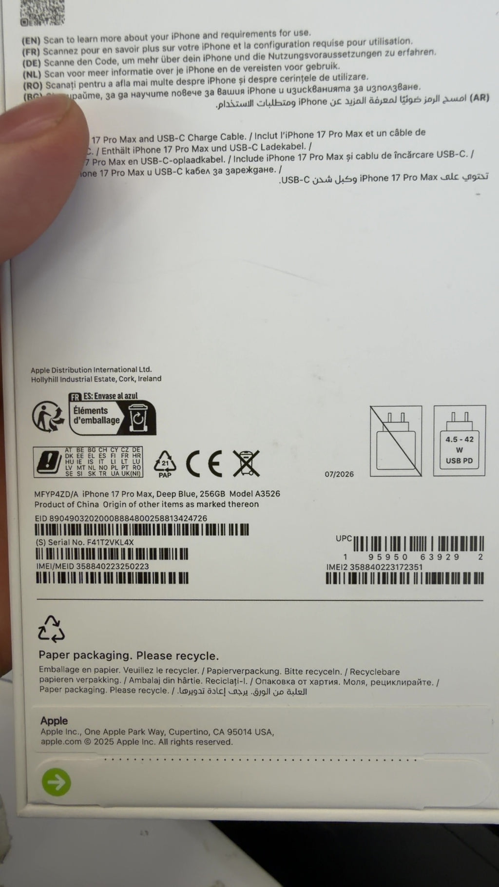 APPLE iPhone 17 Pro Max 256GB silber