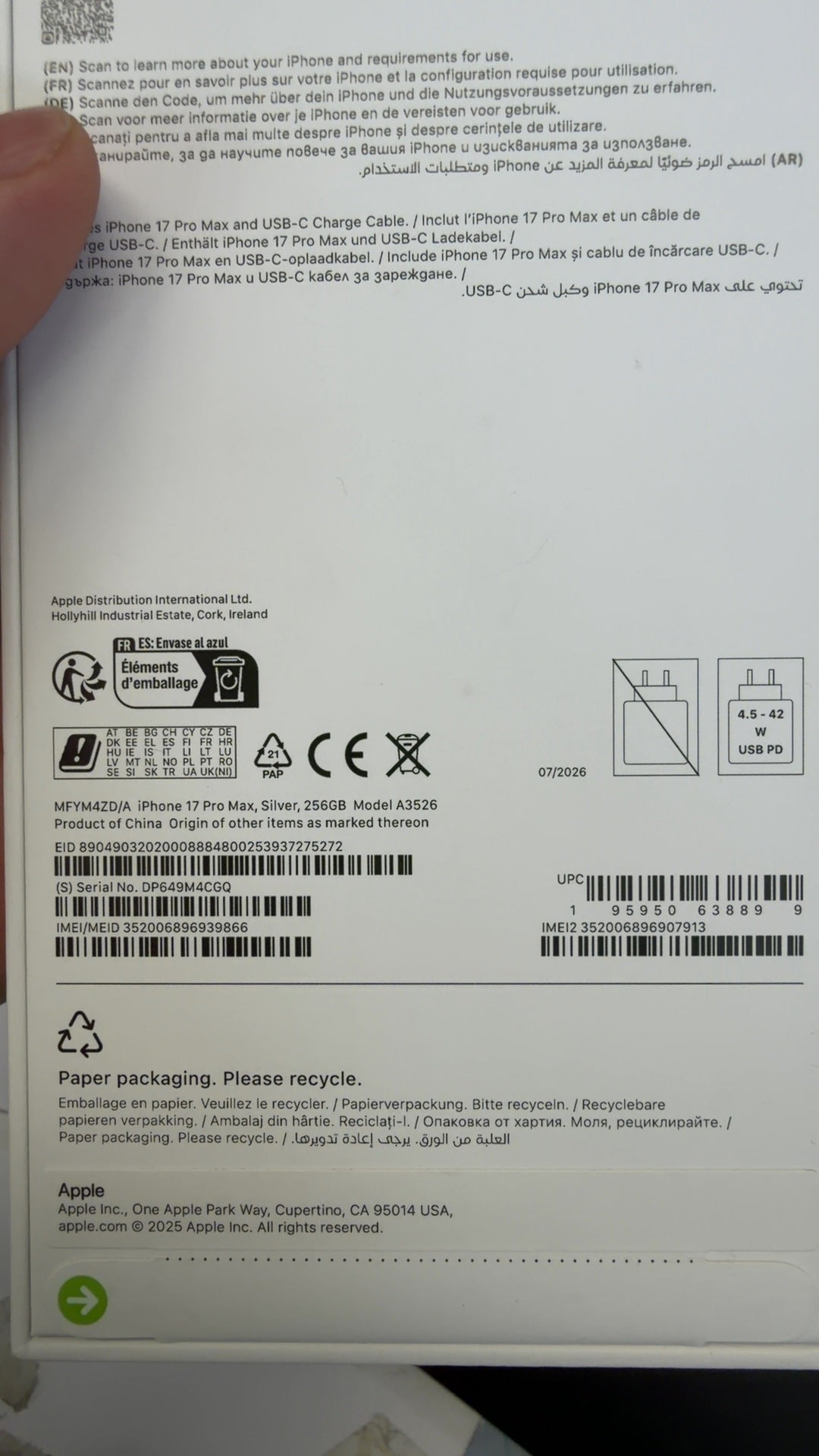 APPLE iPhone 17 Pro Max 256GB silber