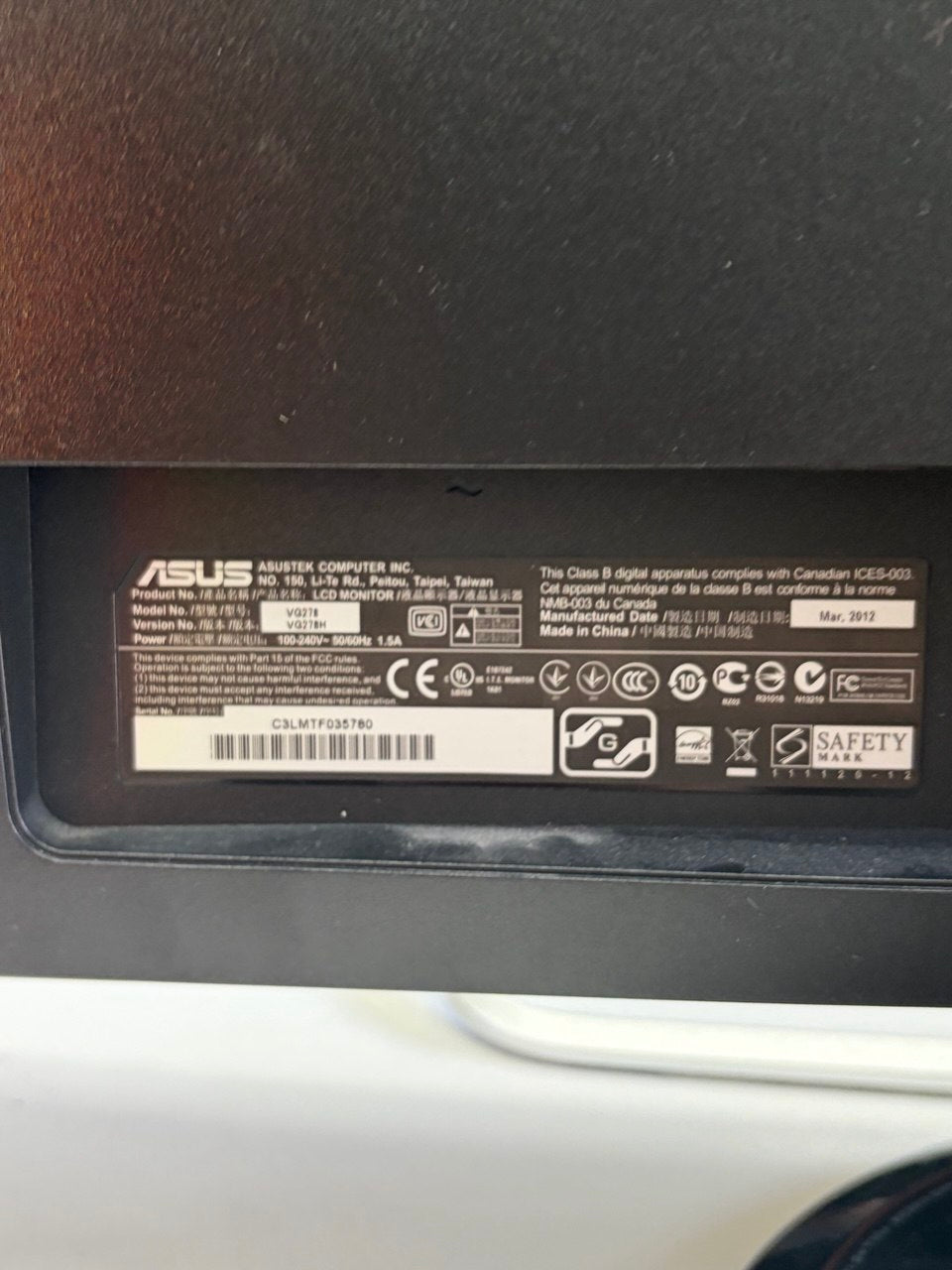 ASUS VG27TH LCD Monitor, 27 Zoll, Full HD Zweitbild