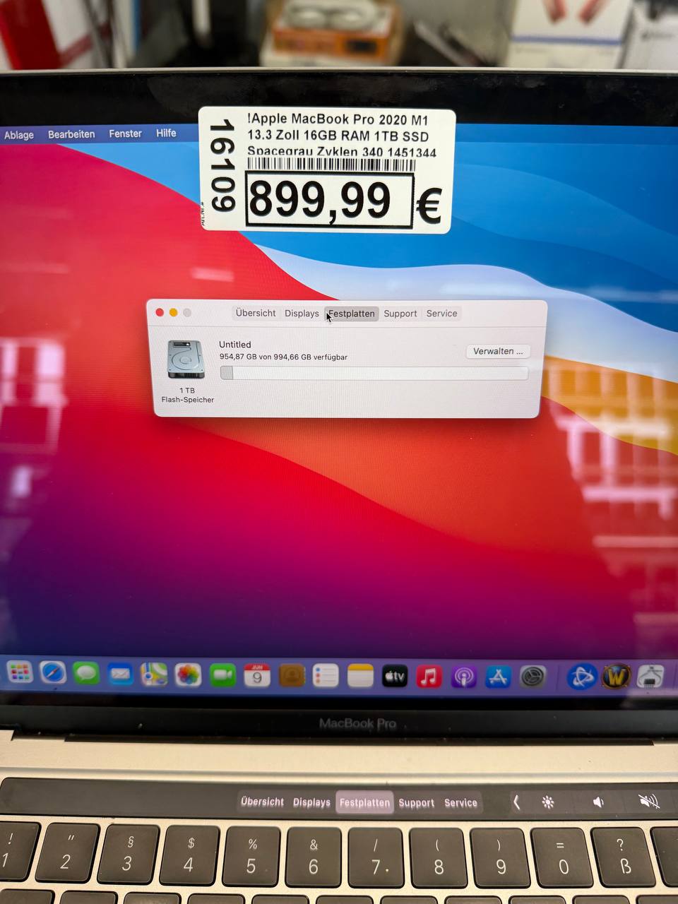 Apple MacBook Pro 13.3" M1 2020 16GB RAM 1TB SSD