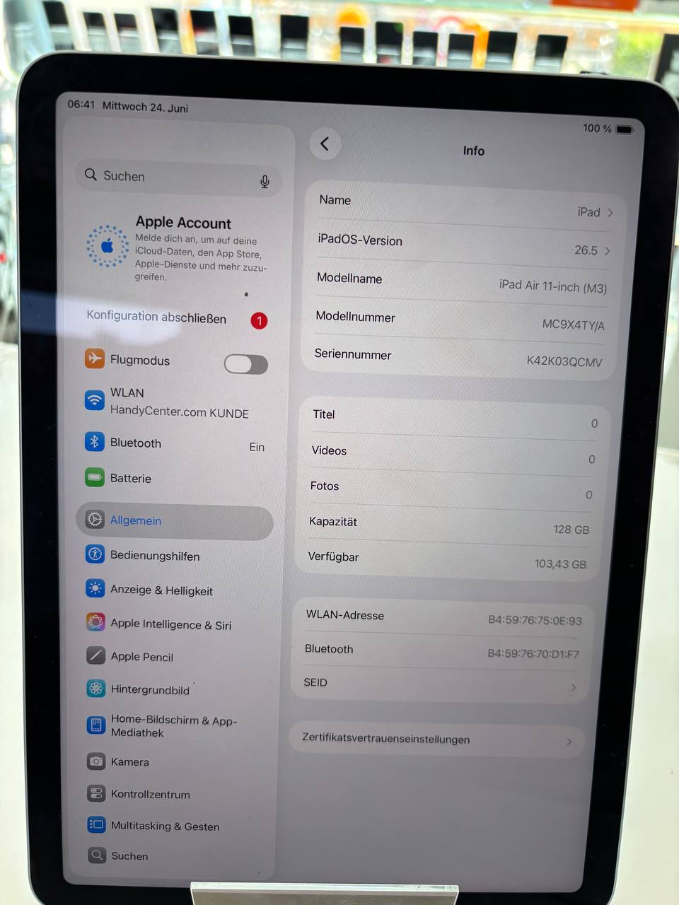 Apple iPad Air 11-inch M3 Wi-Fi 128GB Blau