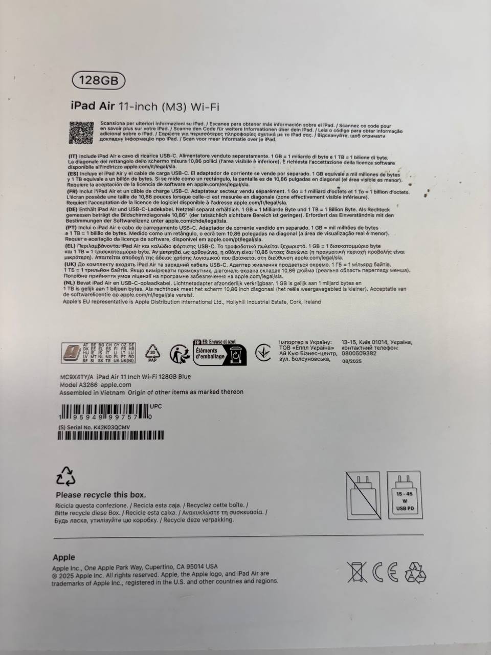 Apple iPad Air 11-inch M3 Wi-Fi 128GB Blau