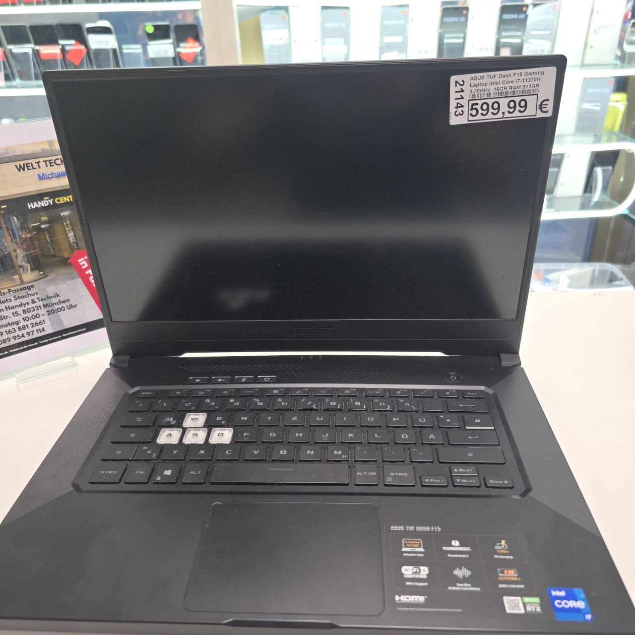 ASUS TUF Dash F15 Gaming Laptop, Intel Core i7