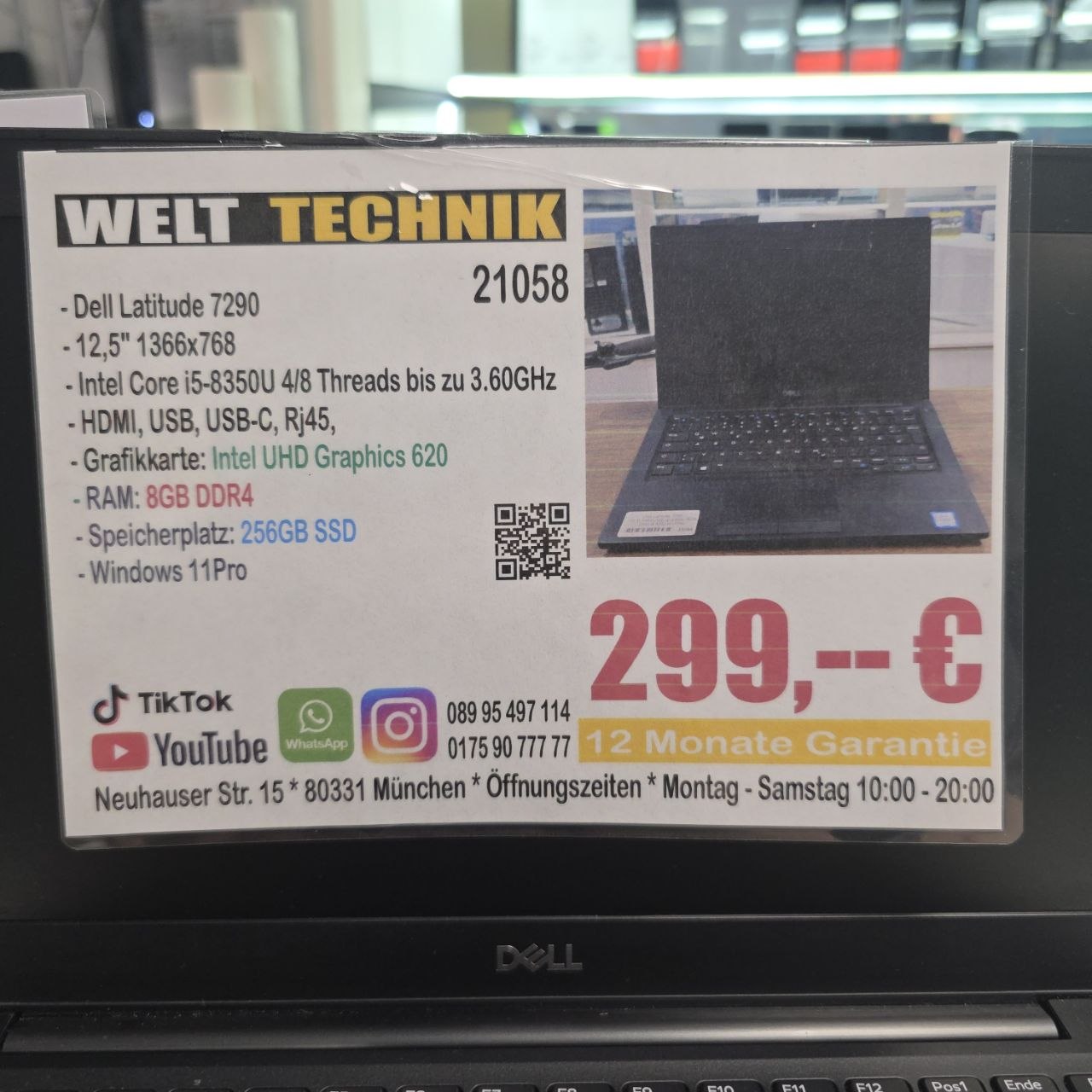 Dell Latitude 7290 Intel Core i5-8350U Laptop