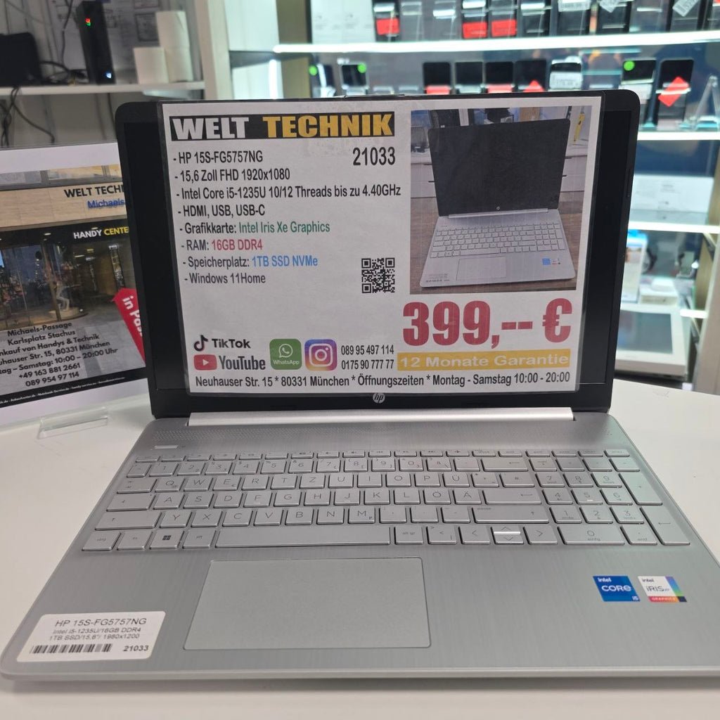HP 15S-FG5757NG Intel i5 1235U, 16GB, 1TB SSD, FHD