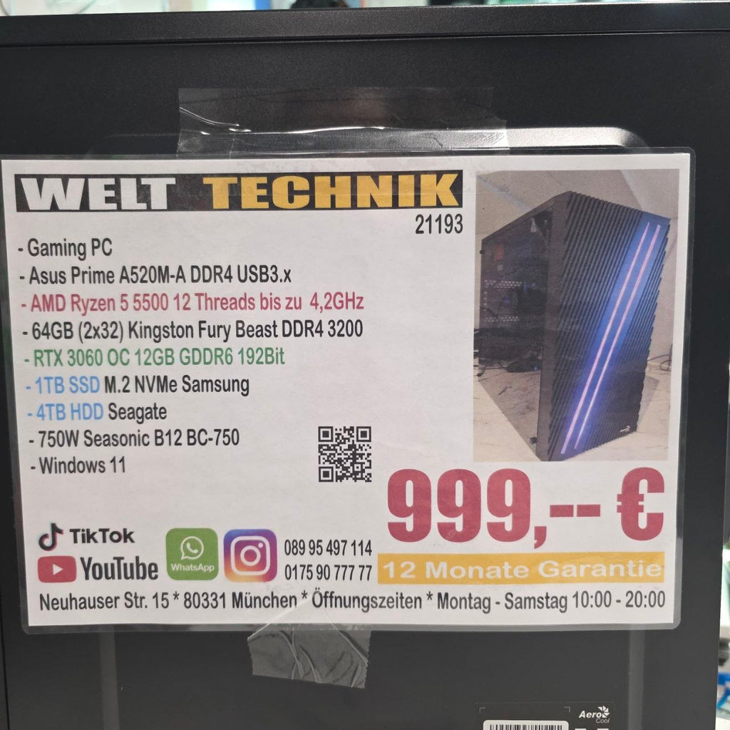 Welt Technik Gaming PC Modell mit 1TB Samsung SSD