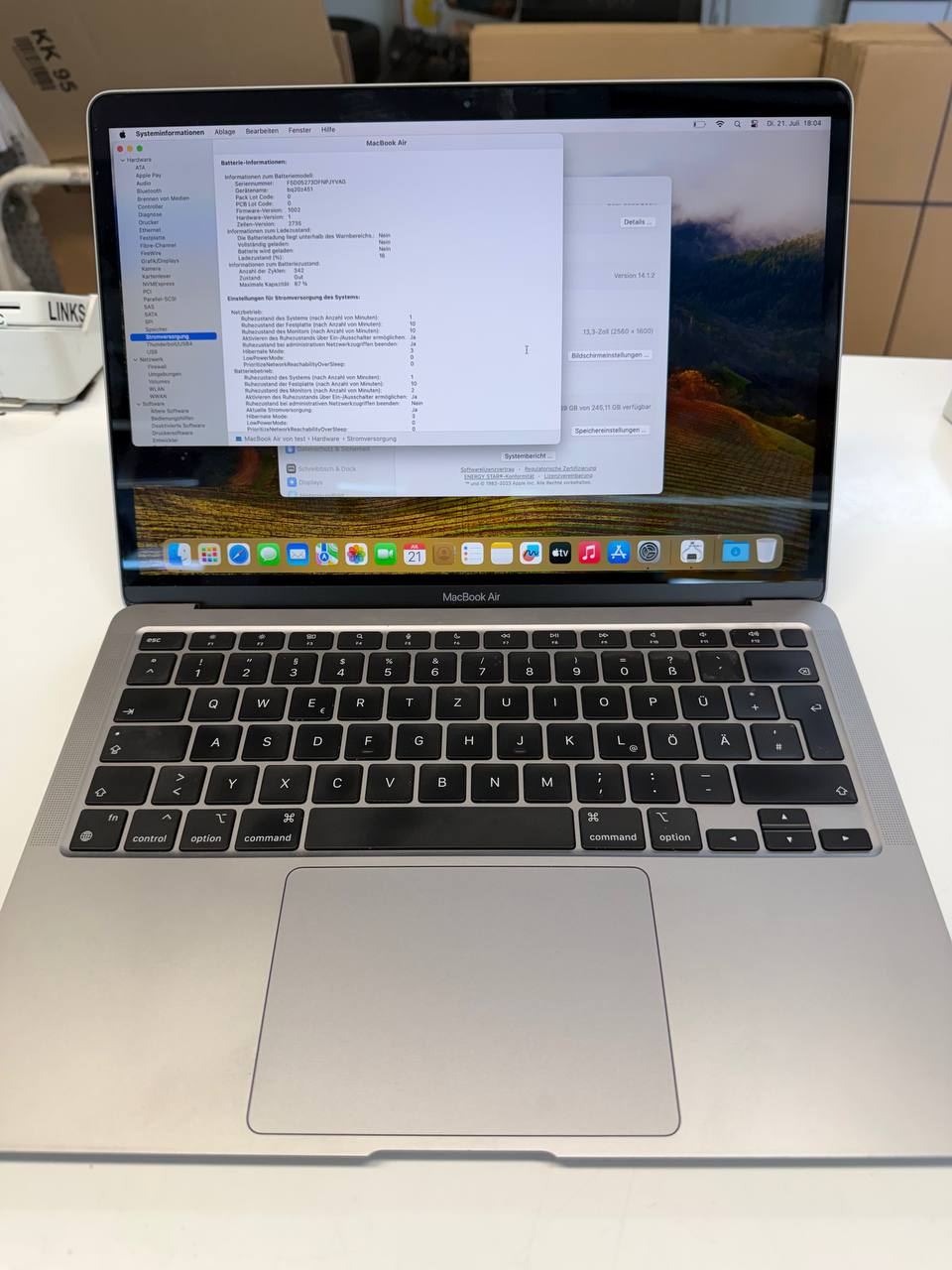 MacBook Air M1, 2020- Produktinformationen