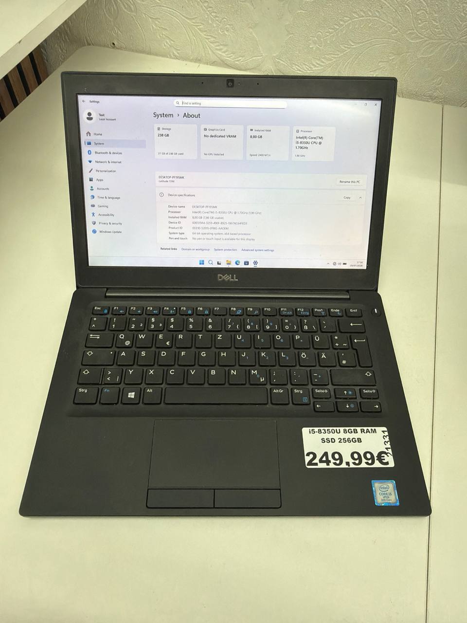 Dell Latitude Ultrabook mit Intel Core i5-8350U, 8GB RAM