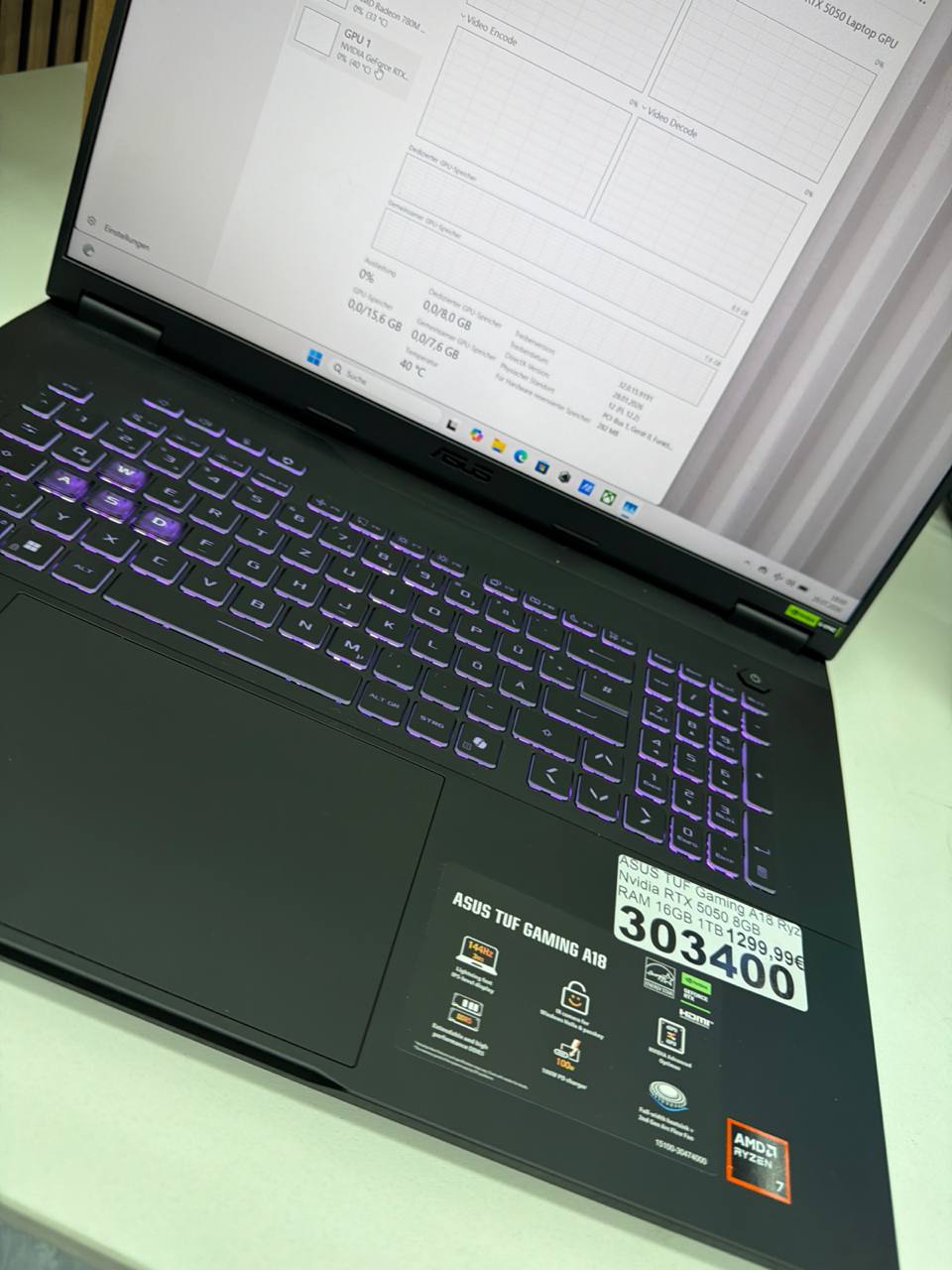 ASUS TUF Gaming A18 Laptop mit Windows 11 Home