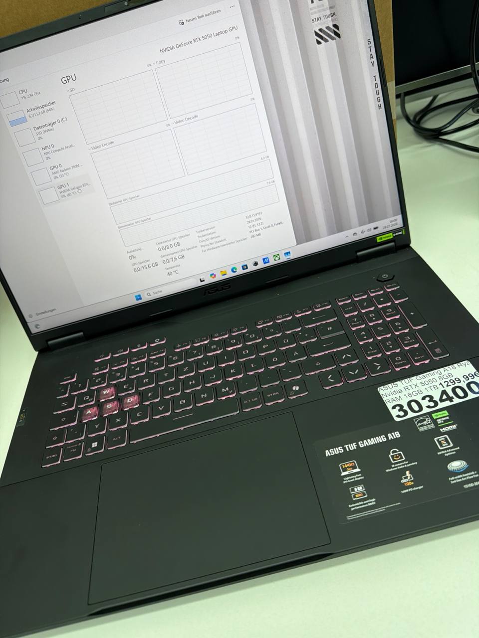 ASUS TUF Gaming A18 Laptop mit Windows 11 Home