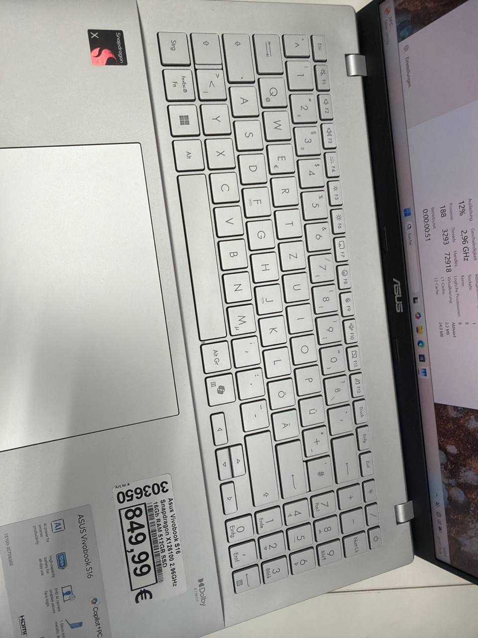 ASUS Vivobook S16 – 16" Laptop mit Snapdragon X