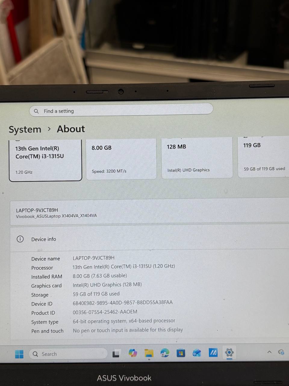 ASUS Vivobook X1404VA – Intel Core i3-1315U Laptop