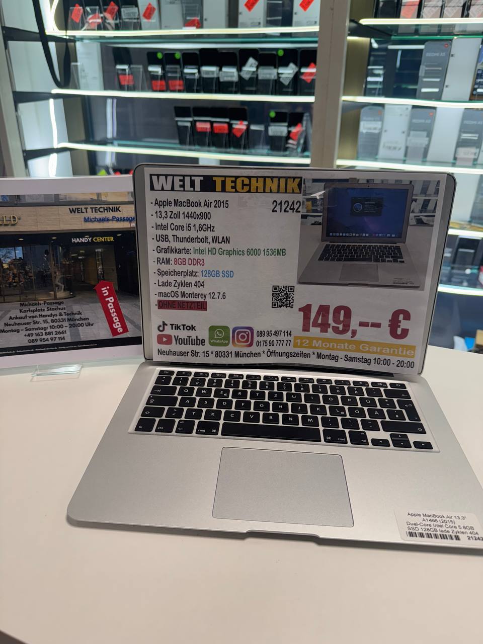 Apple MacBook Air 2015, 13,3 Zoll