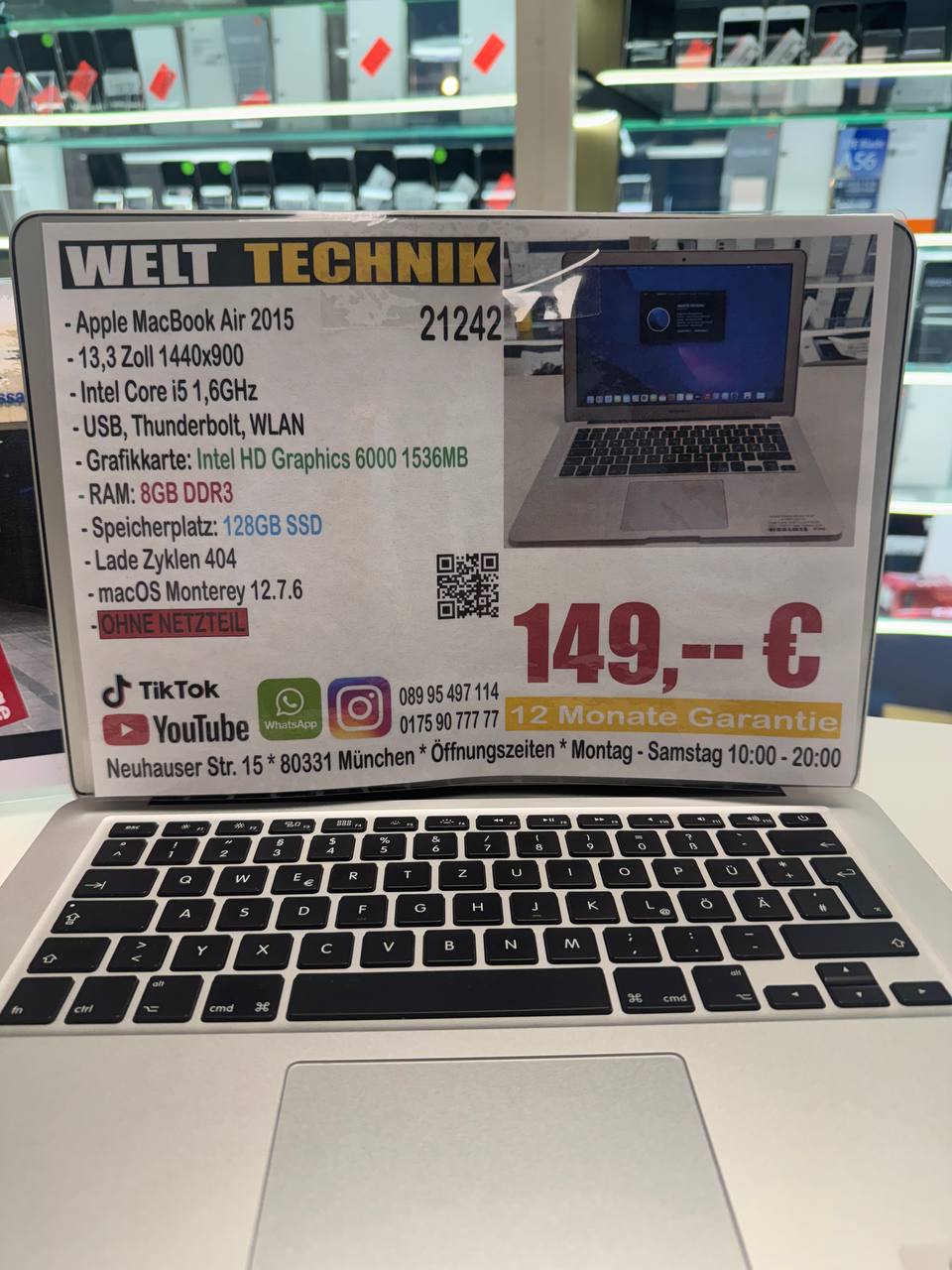 Apple MacBook Air 2015, 13,3 Zoll