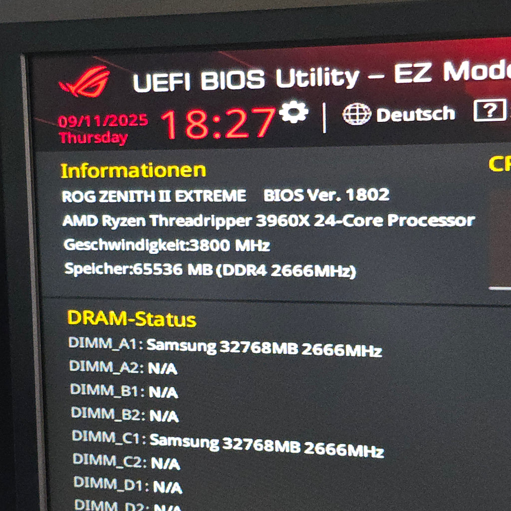 MB ASUS rog Extrem CPU AMD3960x 64GB RAM ohne M.2
