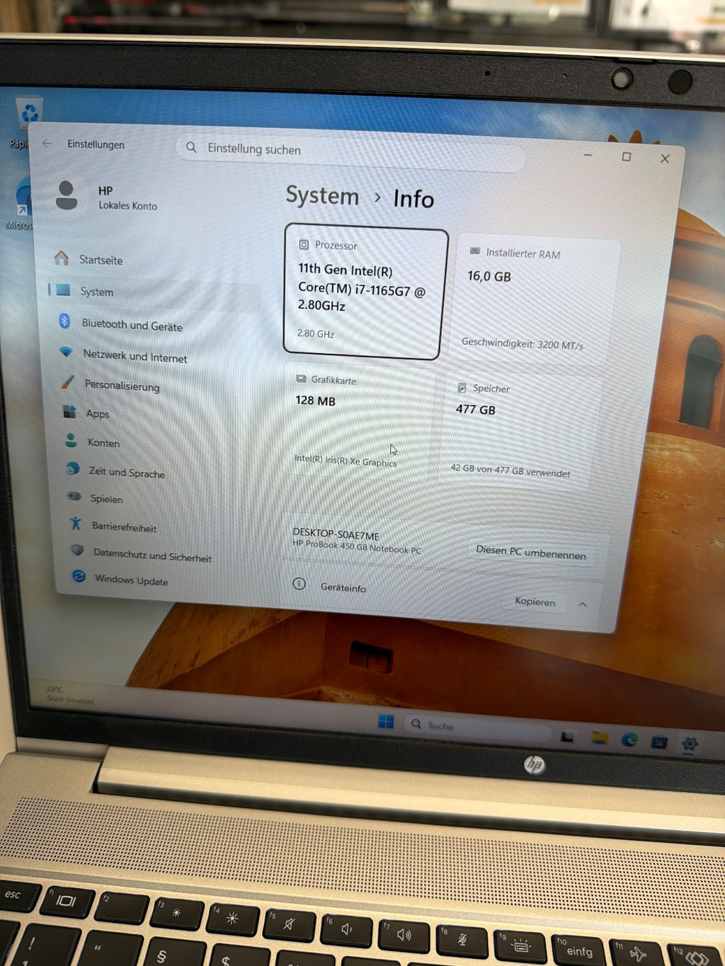 HPPROBOOK 450 G7 -i71165G7 2.80GHz 16GB RAM 500GB