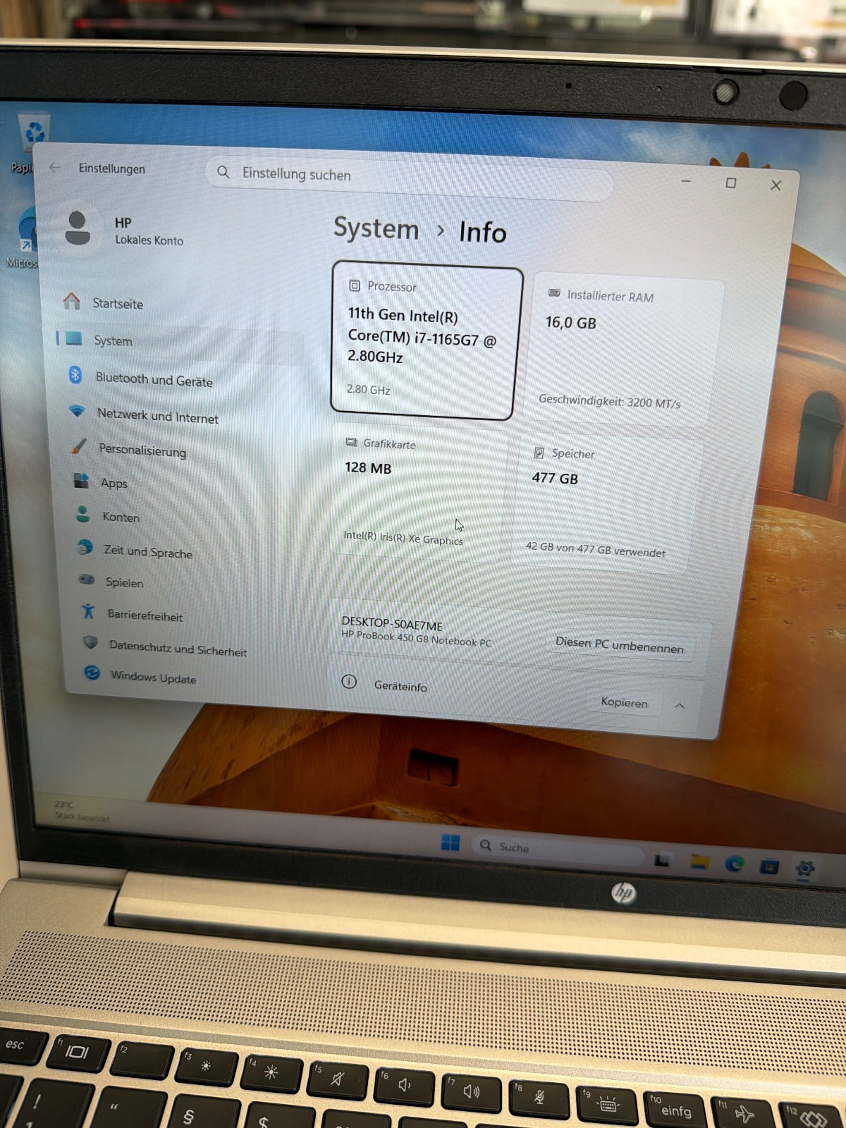 HPPROBOOK 450 G7 -i71165G7 2.80GHz 16GB RAM 500GB
