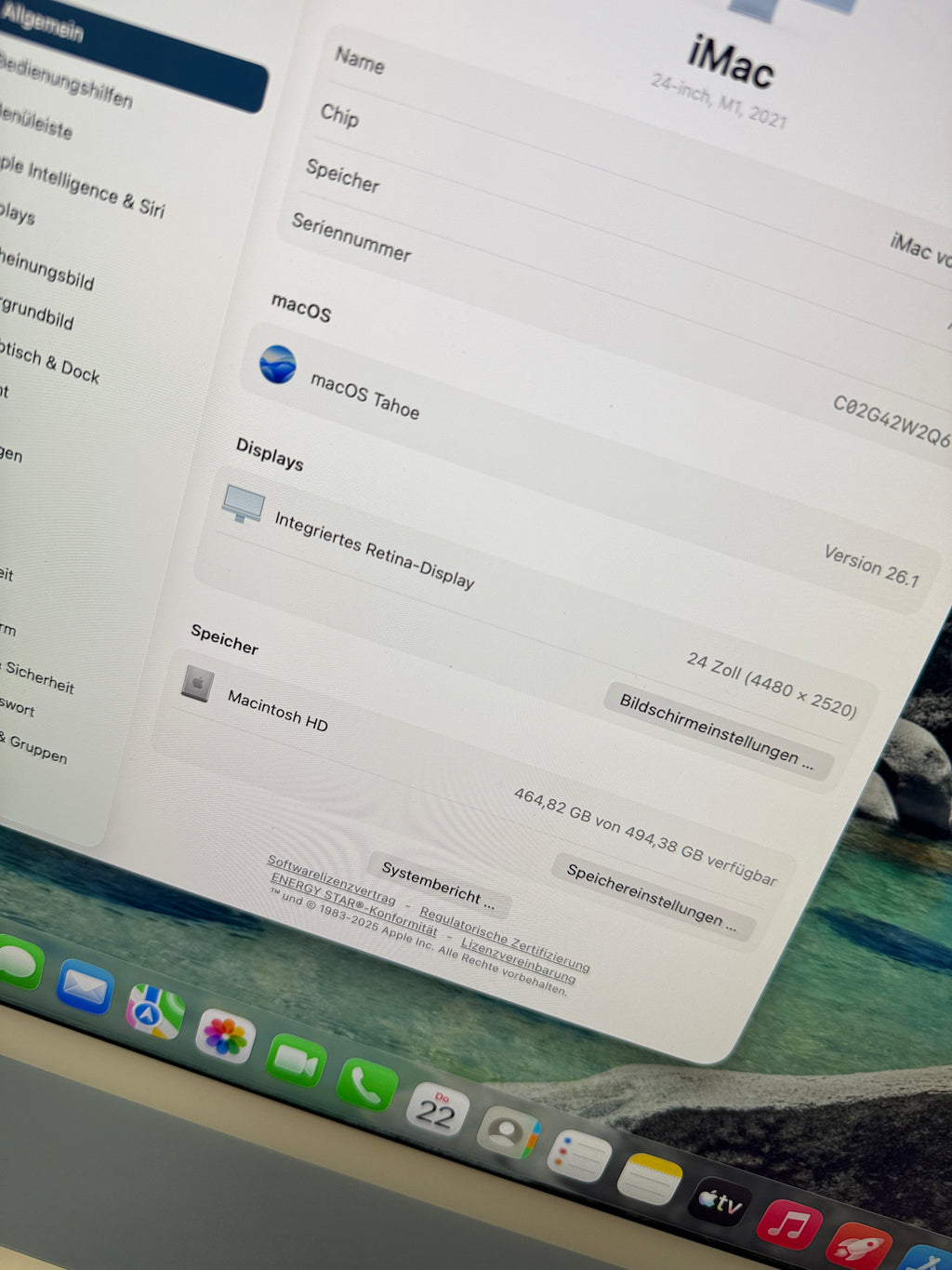 Apple iMac 24 Zoll Blau 2021 Apple M1 8C8G 8GB 512GB SSD Blau