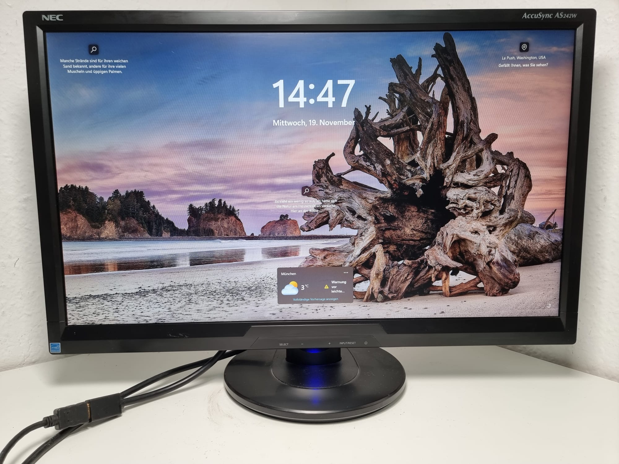 NEC AccuSync AS242W, 61 cm (24"), 1920 x 1080 Pixel, Full HD, LED, 5 ms, Schwarz